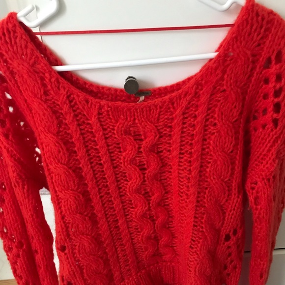 Free People Sweaters - Free People sunset orange-red chunky knit sweater